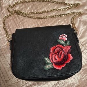Charlotte Russe Elegant Black Floral Embroidered Women's Bag